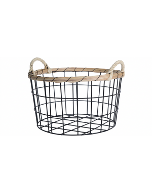 Home & Styling Mand metaal en riet diameter 30cm