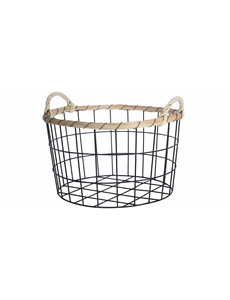 Home & Styling Mand metaal en riet diameter 36cm