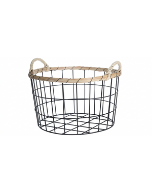Home & Styling Mand metaal en riet diameter 36cm