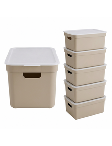 Sunware Opbergbox + deksel 32L set 6 beige Sigma home platte deksel