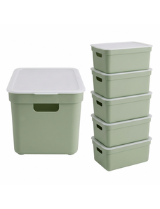 Sunware Opbergbox + deksel 32L set 6 groen Sigma home platte deksel