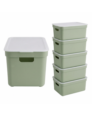 Sunware Opbergbox + deksel 32L set 6 groen Sigma home platte deksel