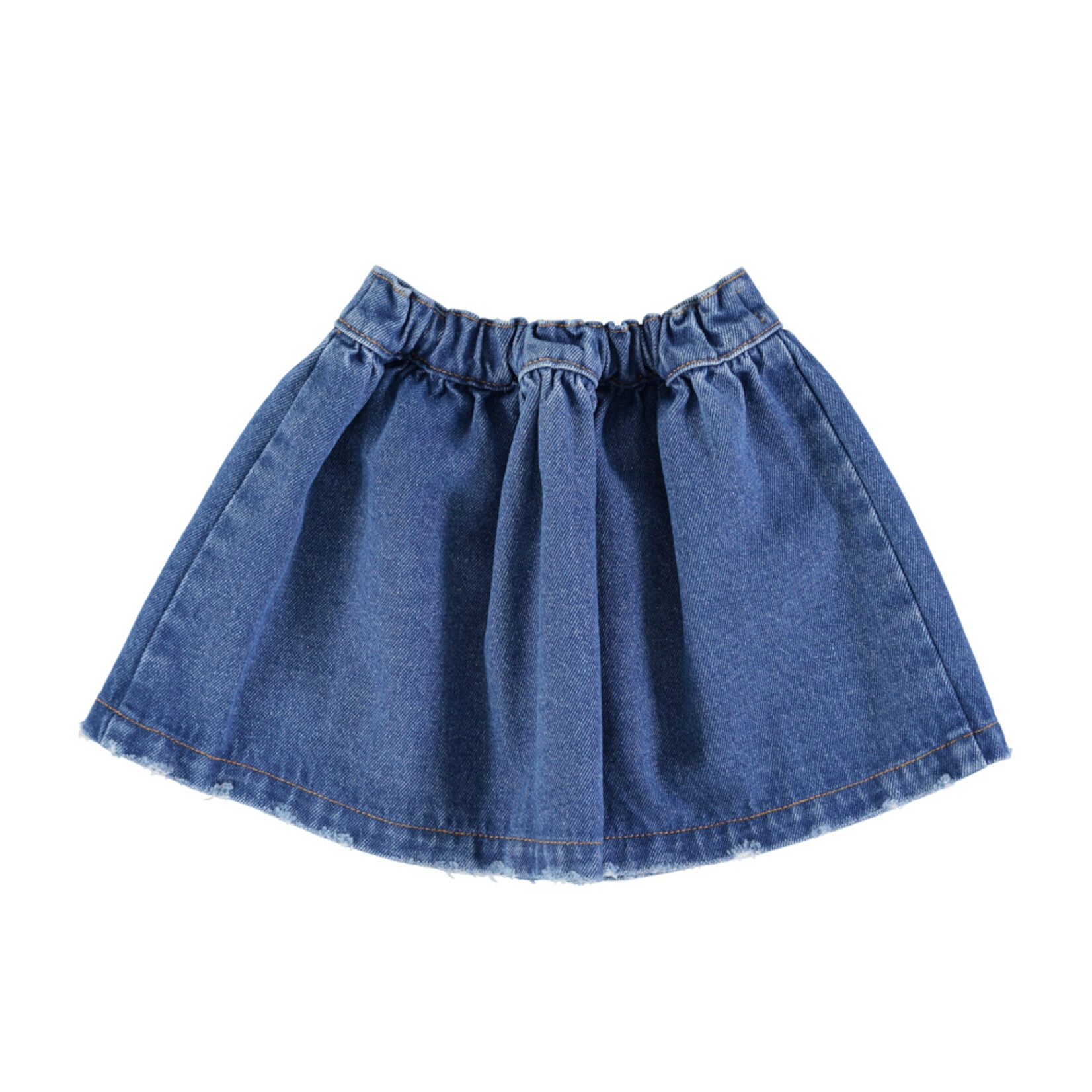 Piupiuchick Short skirt w/ pockets | Washed navy denim