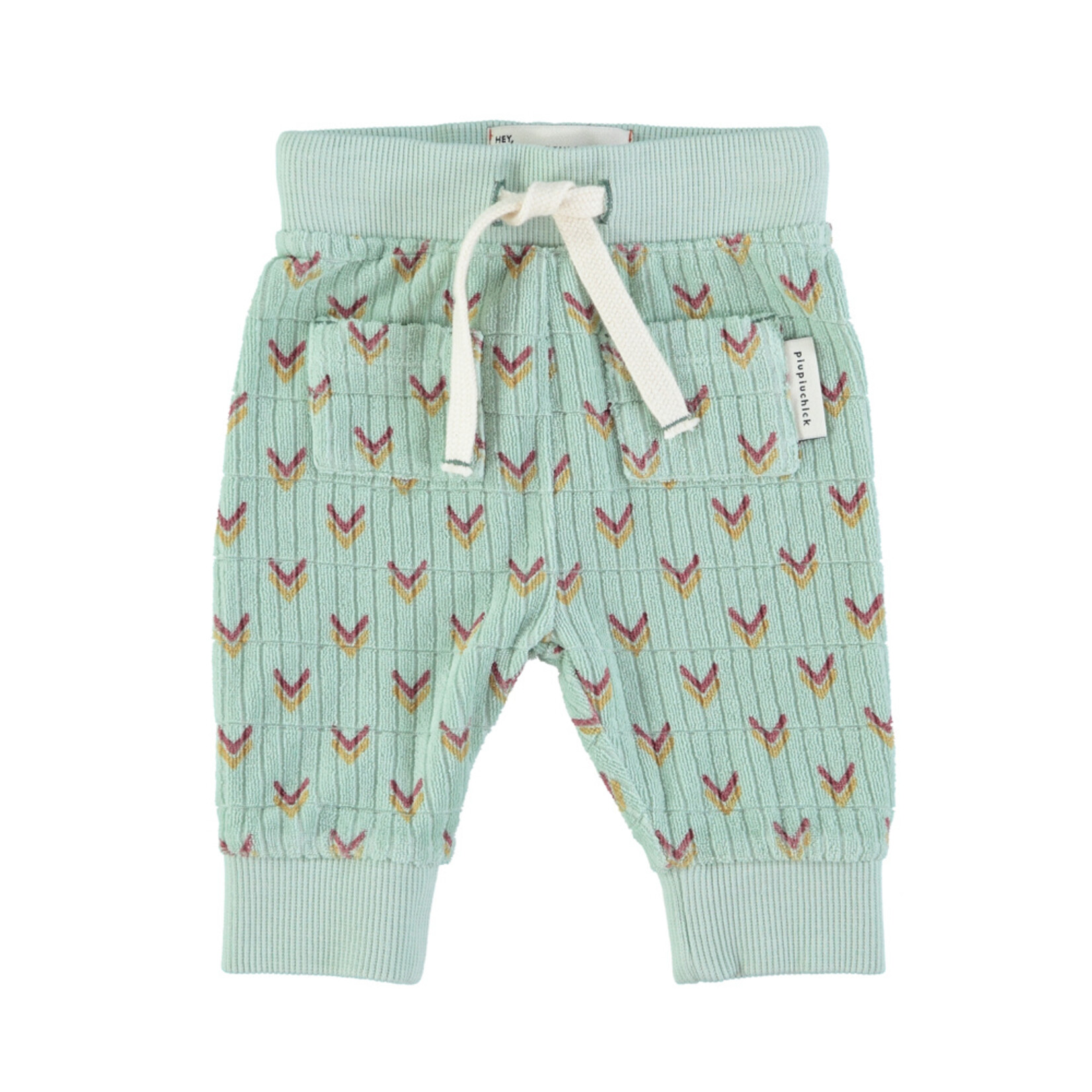 Piupiuchick Baby trousers terry cotton | Green w/ multicolor arrows