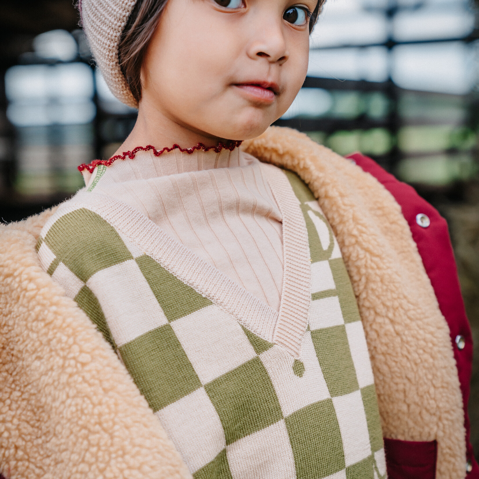 Bonnie and the gang Claude Knit Merino Vest - Olive