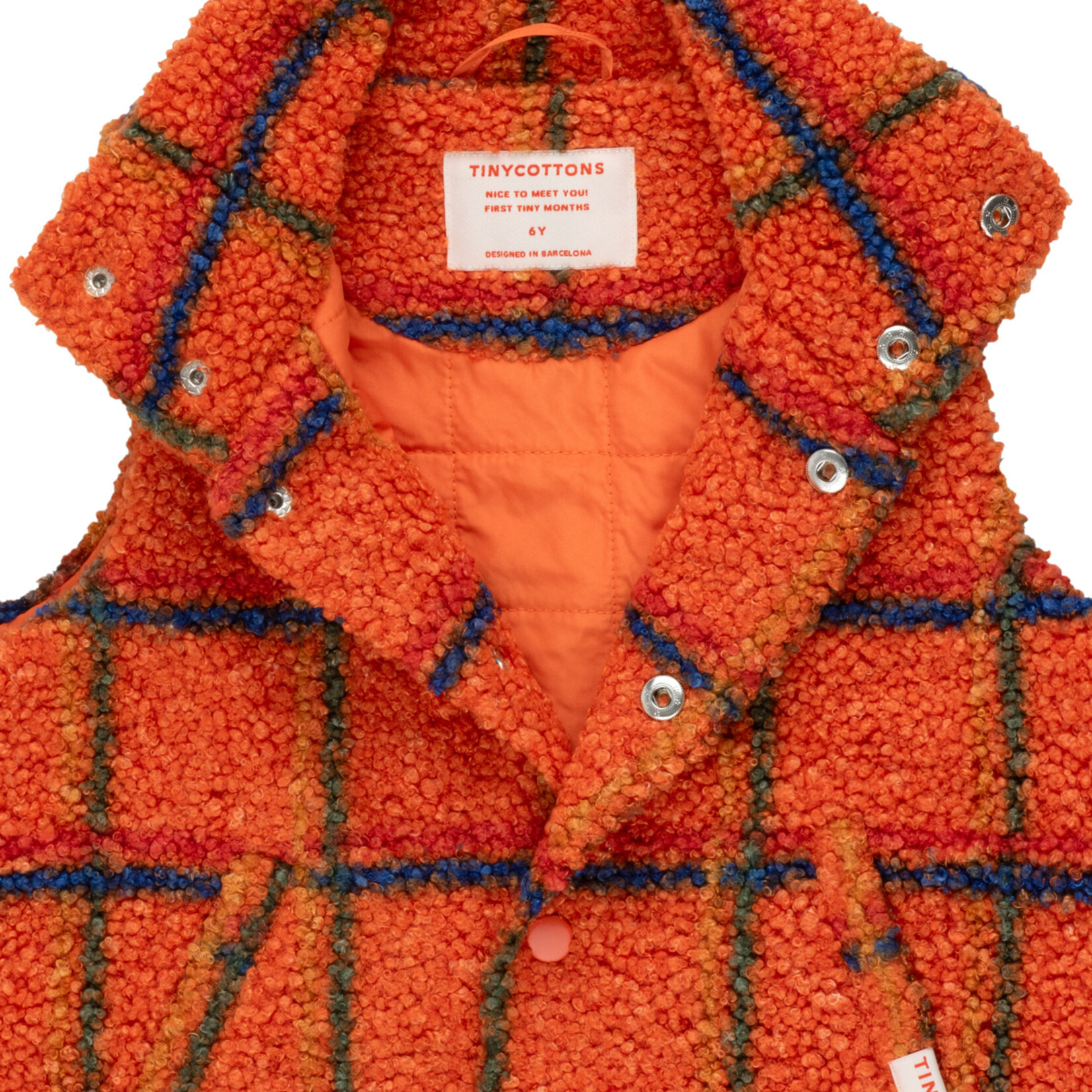 Tiny Cottons Check Sherpa Vest - Summer Red
