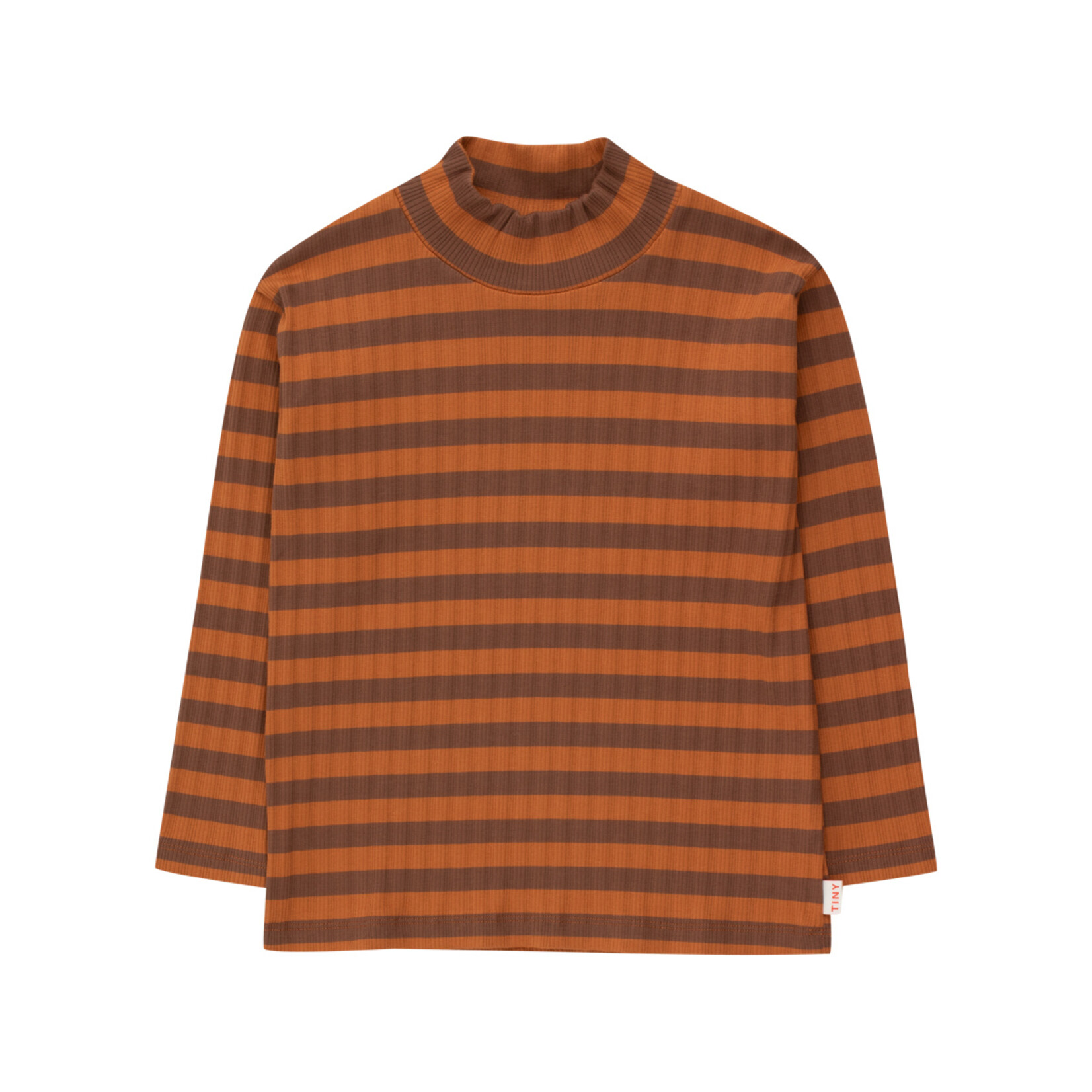 Tiny Cottons Stripes Mockneck Tee - Brown/Dark Brown