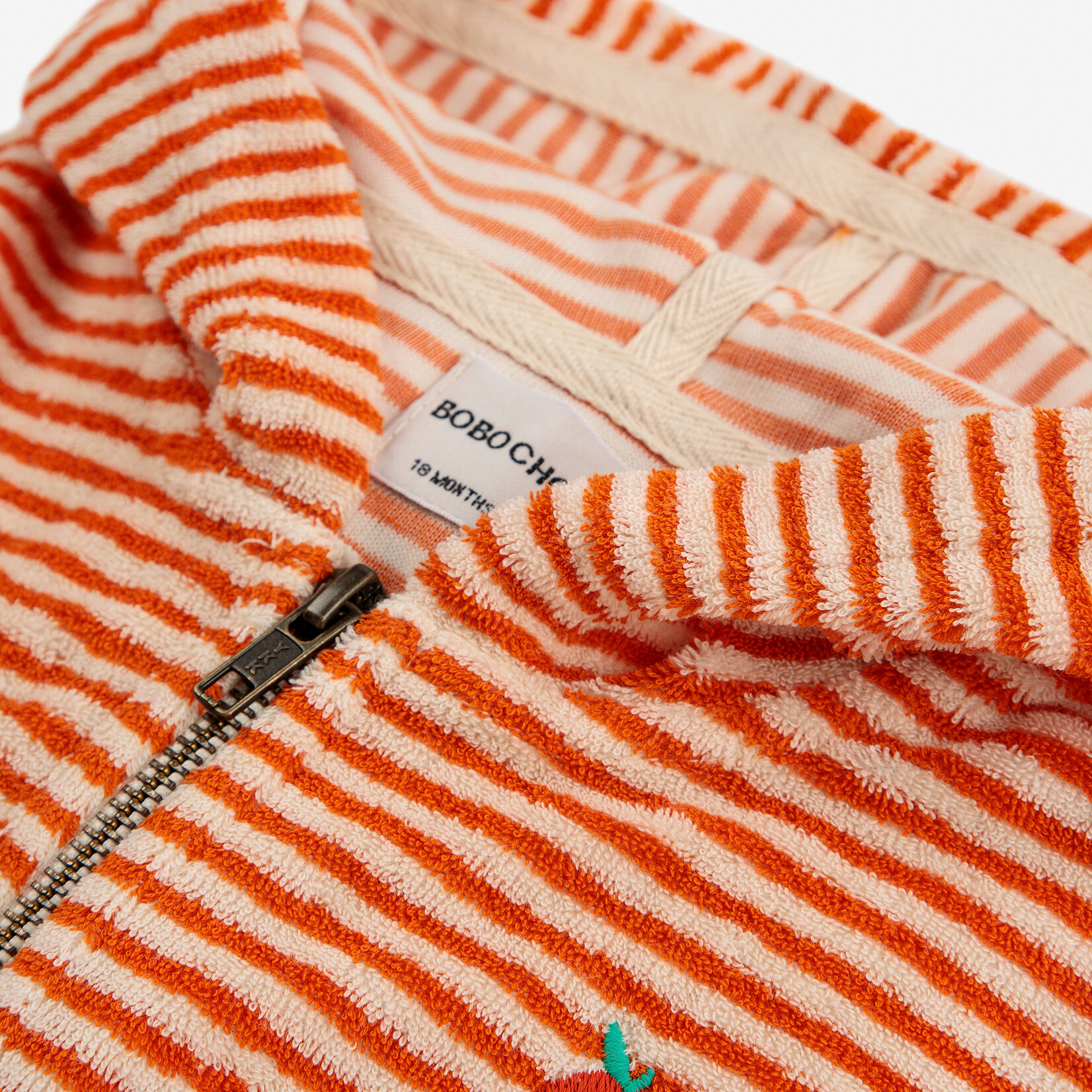 Bobo Choses Baby Orange Stripes terry zipped  hoodie