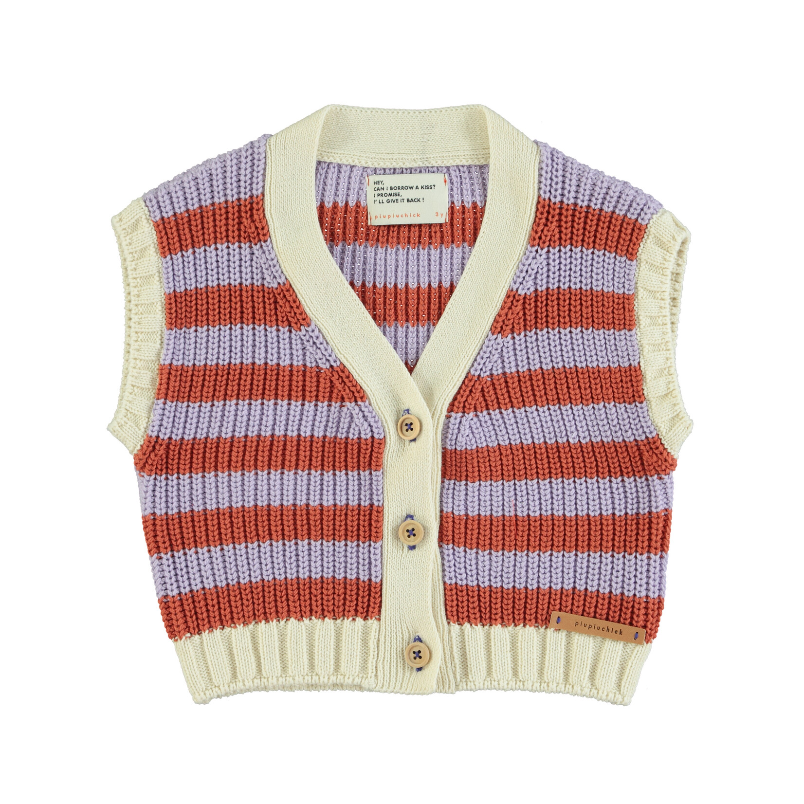 Piupiuchick knitted waistcoat | lavender & terracotta stripes