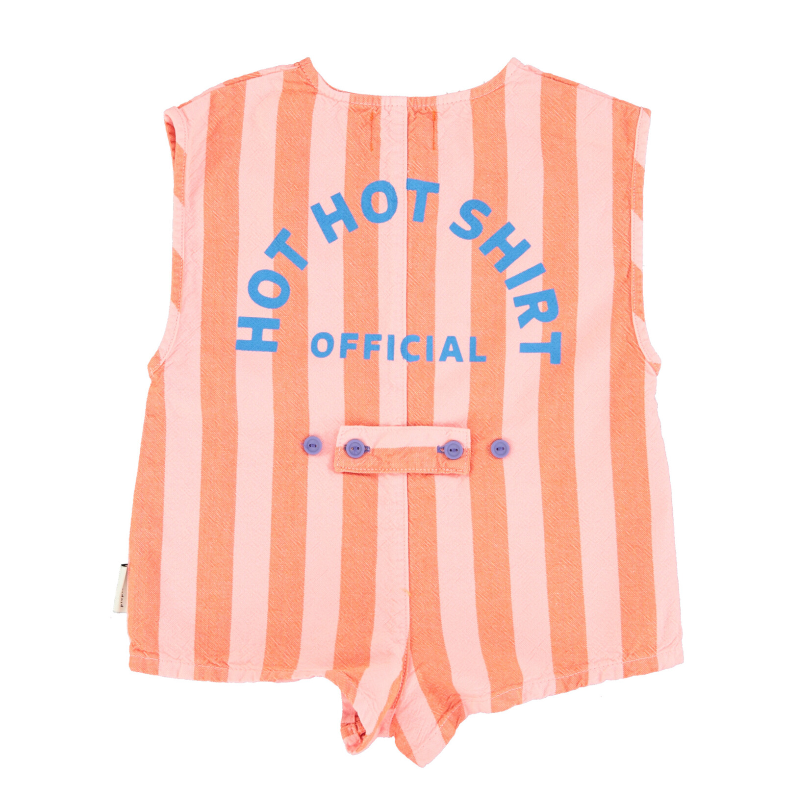 Piupiuchick short sleeveless jumpsuit | orange & pink stripes