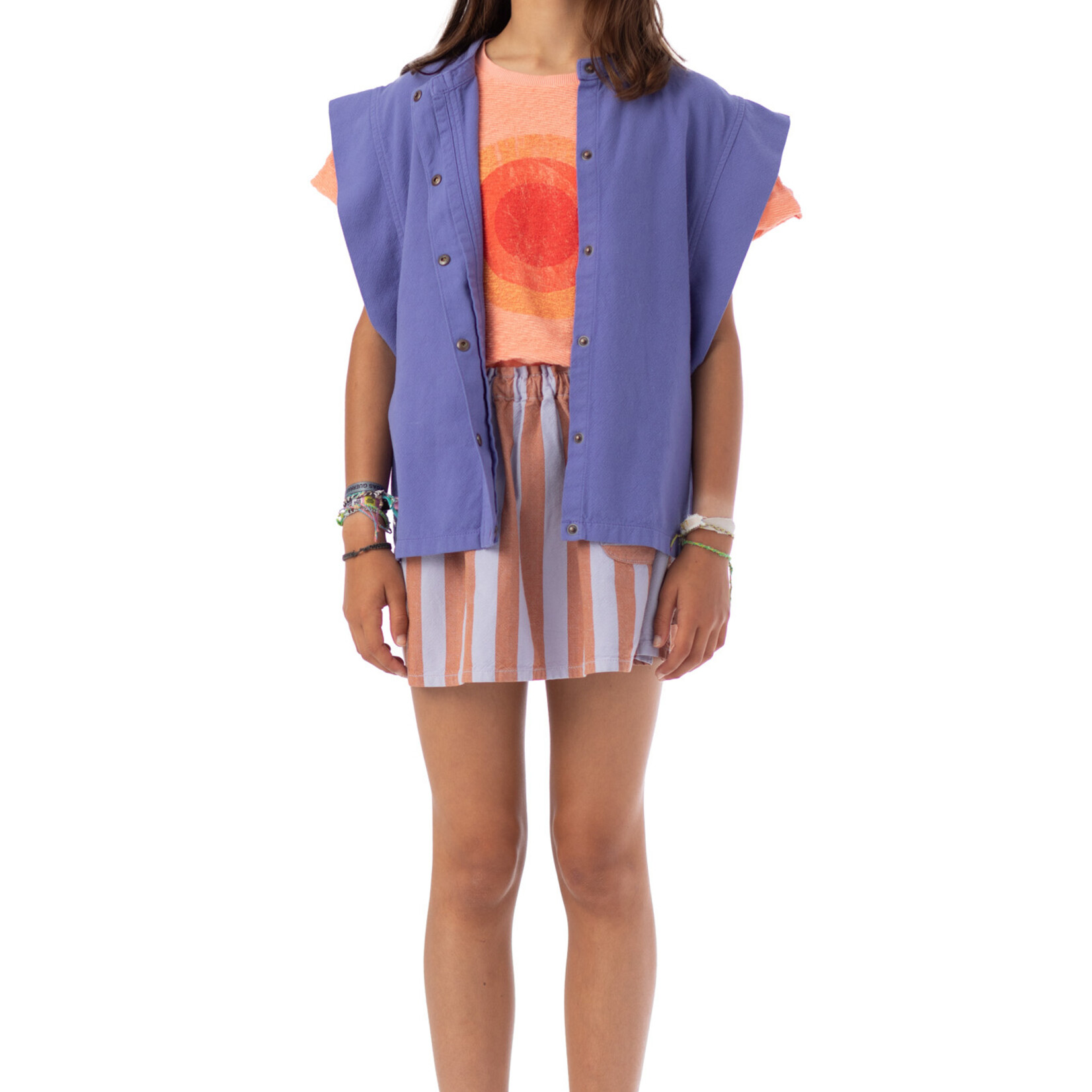 Piupiuchick short skirt | orange & purple stripes