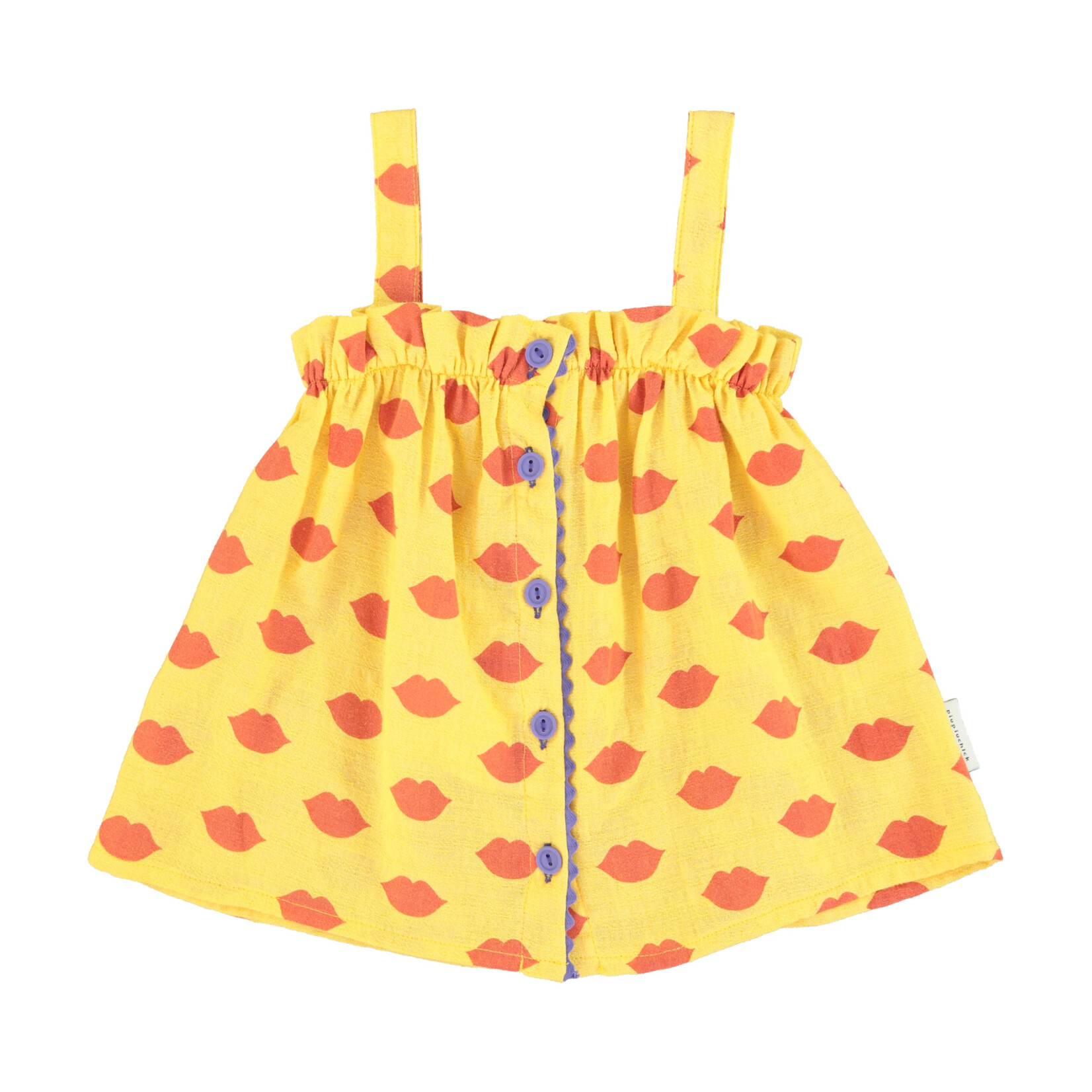 Piupiuchick top w/ straps | yellow w/ red lips