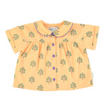 Piupiuchick peter pan collar shirt | peach w/ green trees