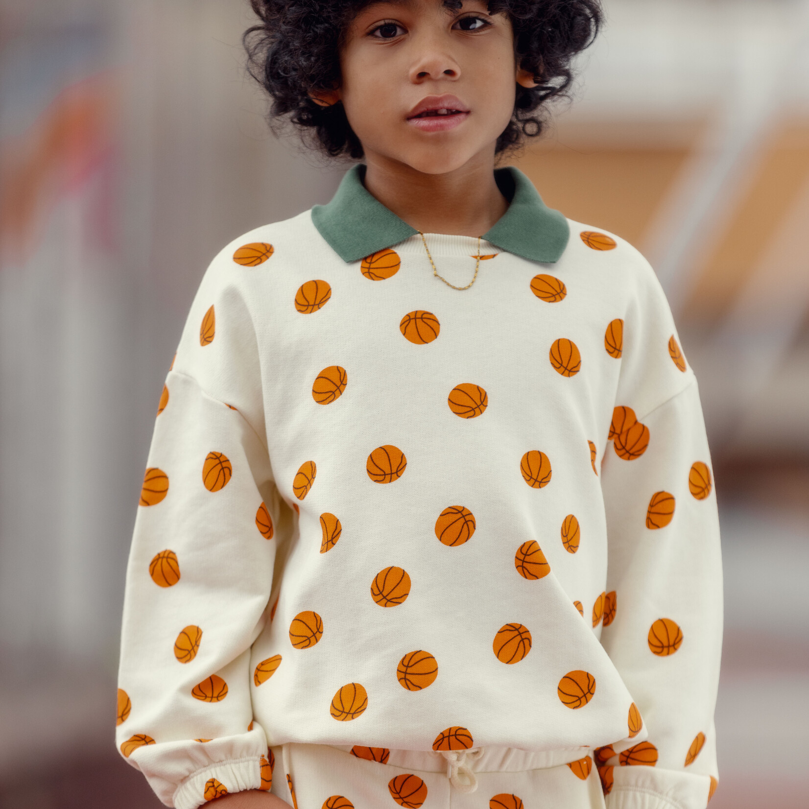 Mini Rodini Basketball aop collar sweatshirt