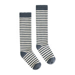 Gray Label Long Ribbed Socks - Bluegrey/Cream