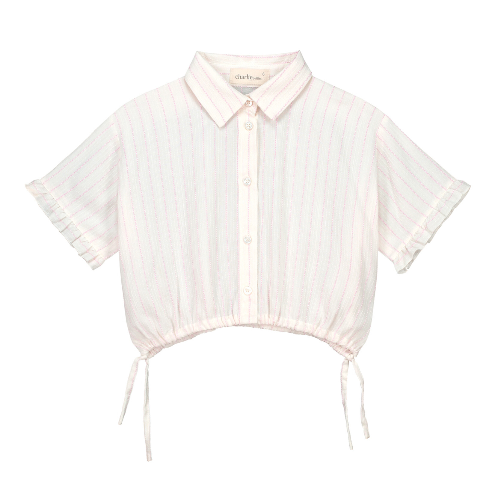 Charlie Petite Ivy Blouse  - White/Pink