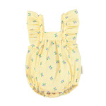 Piupiuchick baby romper w/ fringe straps | yellow stripes w/ little flowers