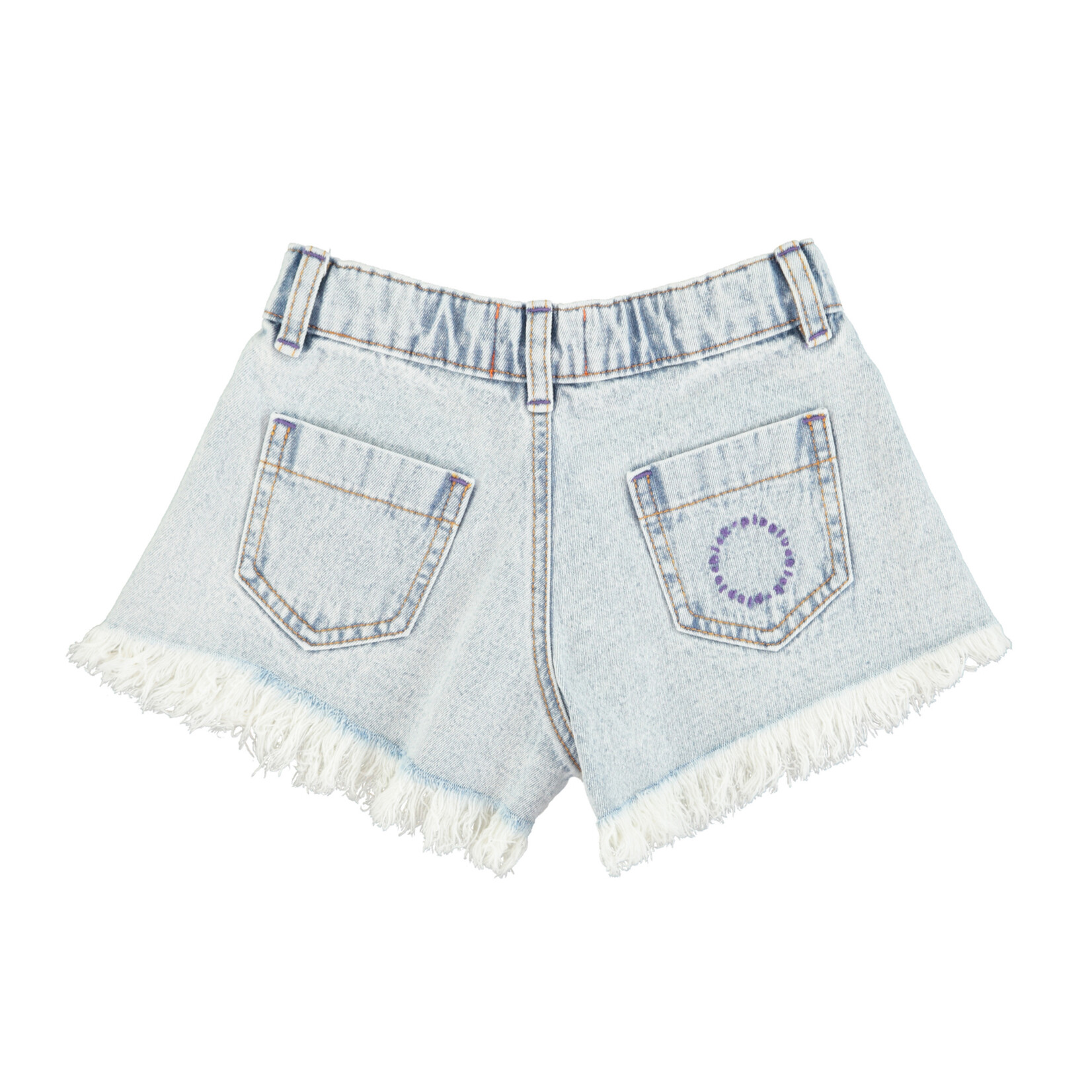 Piupiuchick shorts w/ fringes | washed blue denim