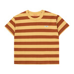 Tiny Cottons Stripes Tee - Pale Ochre/ Dark Brown