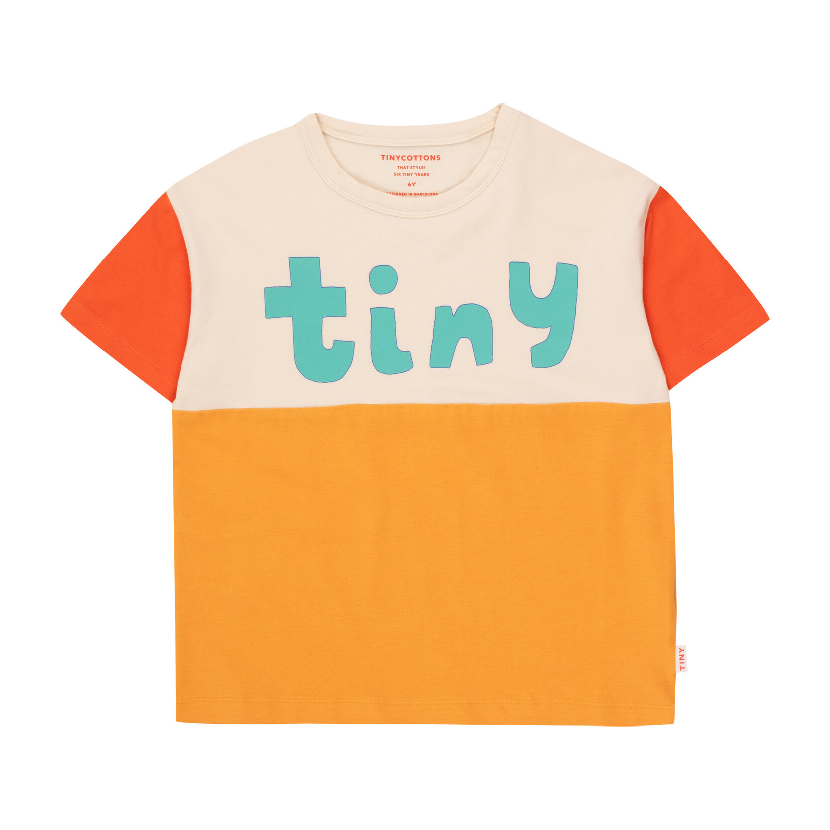 Tiny Cottons Tiny Color Block Tee - Light Cream/ Orange