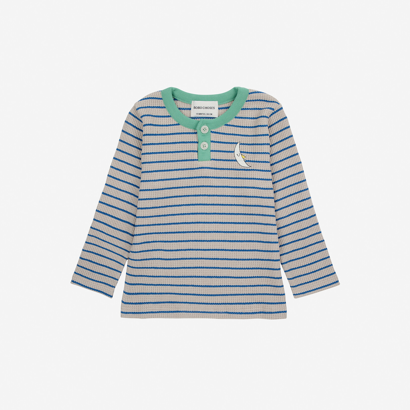 Bobo Choses Baby Stripes waffle buttoned T- shirt