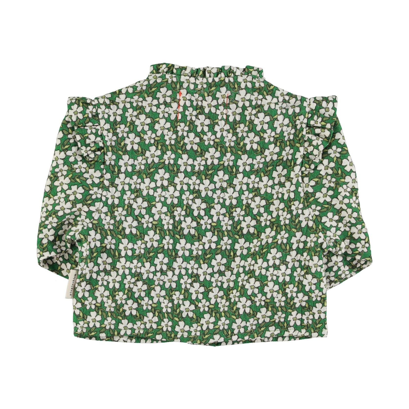 Piupiuchick Blouse w/ frills on shoulders | Green flowers