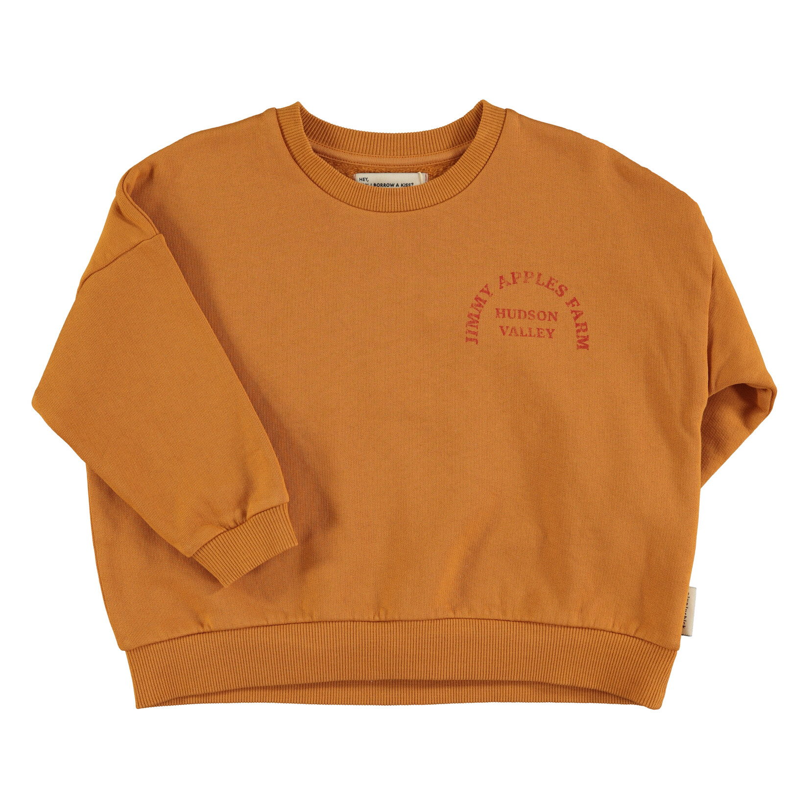 Piupiuchick Sweatshirt | Camel w/ "jimmy apples farm" print