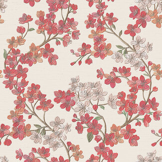 Grace - Cherry blossom cream/red