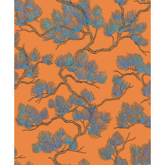 Wall Fabric - pine tree orange