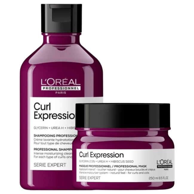 L’Oréal Professionnel CombiDeal - Curl Expression - Shampoo Hydraterend 300 ML & Hydraterend Masker 250 ML | voor krullend- of pluizend haar