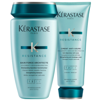 Kérastase Kérastase CombiDeal - Résistance - Bain Force Architecte 250 ml et Ciment Anti-Usure 200 ml pour cheveux abîmés ou indisciplinés