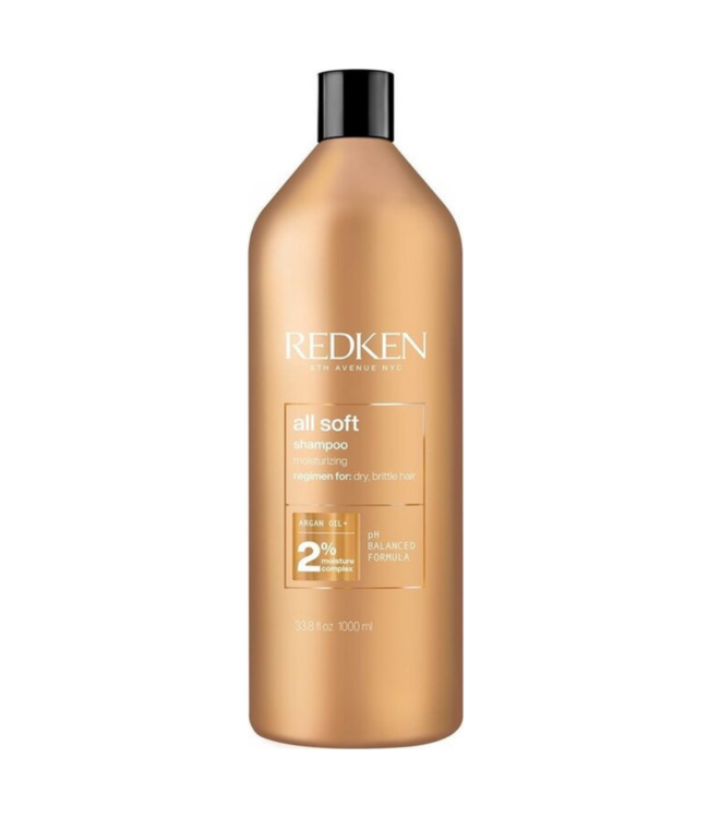 Redken - All Soft - Shampoo voor droog- of door zon beschadigd haar - 1000 ml