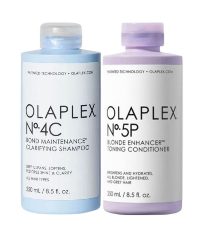Olaplex CombiDeal - No.4C Bond Maintenance Clarifying Shampoo 250 ml & No.5P Blonde Enhancer Toning Conditioner 250 ml - voor alle haartypes