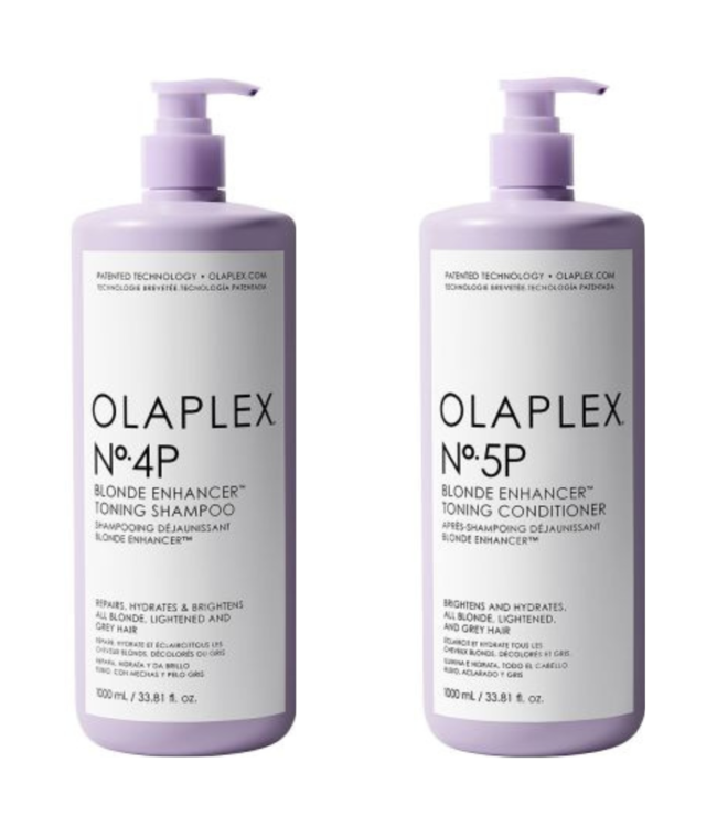 Olaplex CombiDeal - No.4P Blonde Enhancer Toning Shampoo 1000 ml & No.5P Blonde Enhancer Toning Conditioner 1000 ml - für alle Haartypen