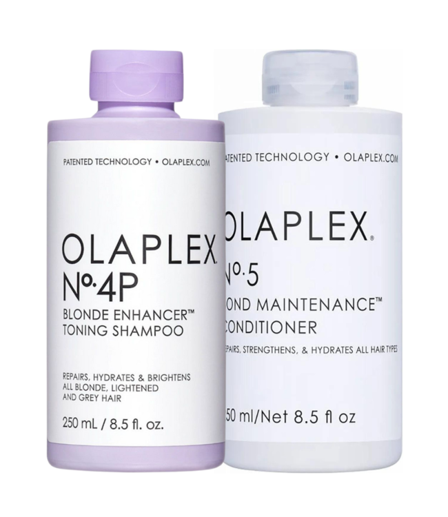 Olaplex CombiDeal - No.4P Blonde Enhancer Toning Shampoo 250 ml & No.5 Bond Maintenance Conditioner 250 ml - voor alle haartypes