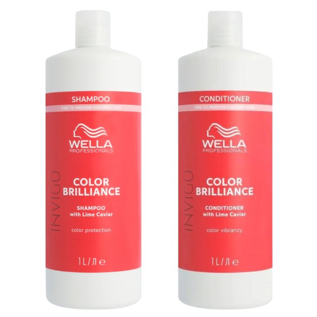 Wella Professionals CombiDeal - Brilliance Shampoo Fine 1L & Brilliance Conditioner Fine 1L | voor gekleurd haar