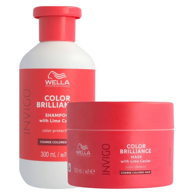 Wella Professionals CombiDeal - Brilliance Shampoo Coarse 300ML & Brilliance Mask Coarse 150ML | voor gekleurd haar