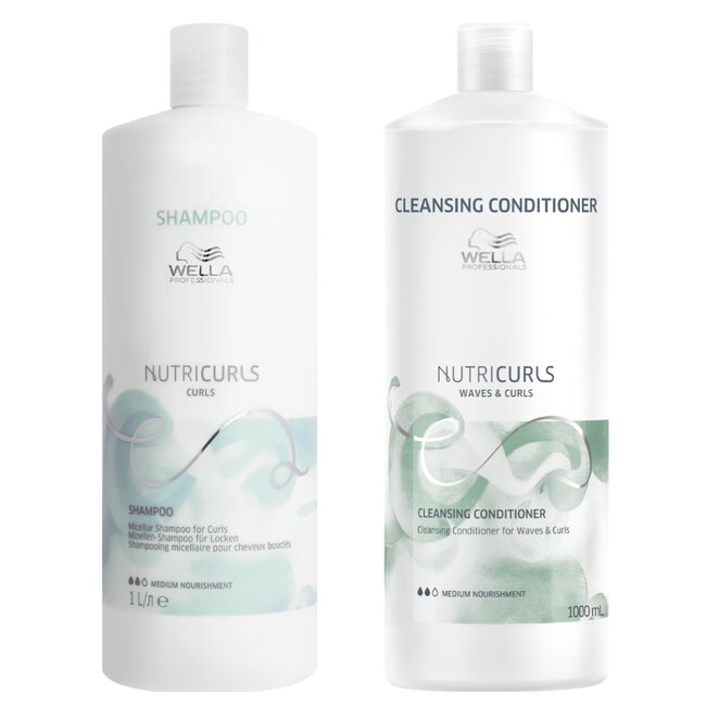 Wella Professionals CombiDeal - Nutricurls Shampoo Curls 1L & Nutricurls Clean Conditioner 1L | für lockiges oder krauses Haar