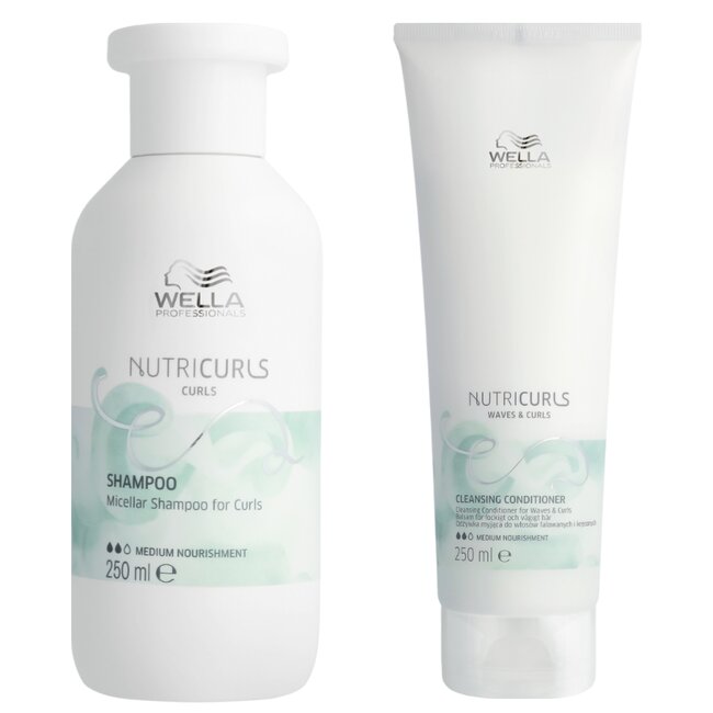 Wella Professionals CombiDeal - Nutricurls Shampoo Curls 250ML & Nutricurls Clean Conditioner 250ML | voor krullend- of pluizend haar