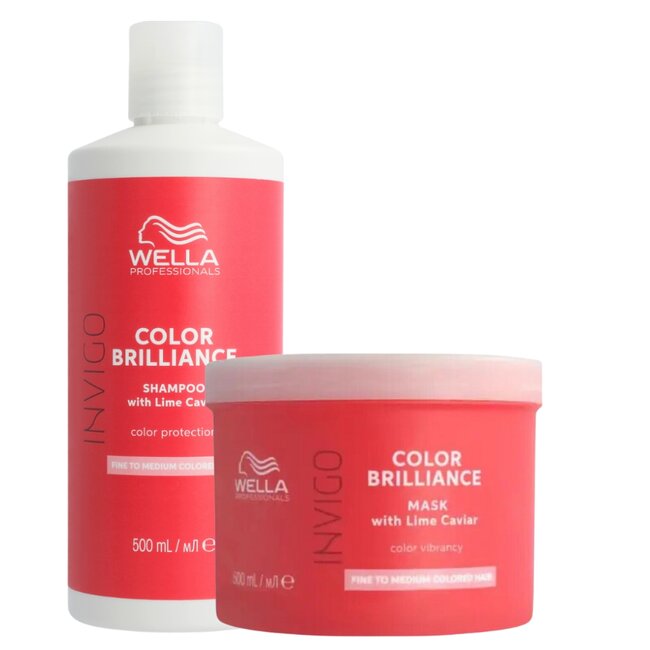 Wella Professionals CombiDeal - Brilliance Shampoo Fine 500ML & Brilliance Mask Fine 500ML | voor gekleurd haar