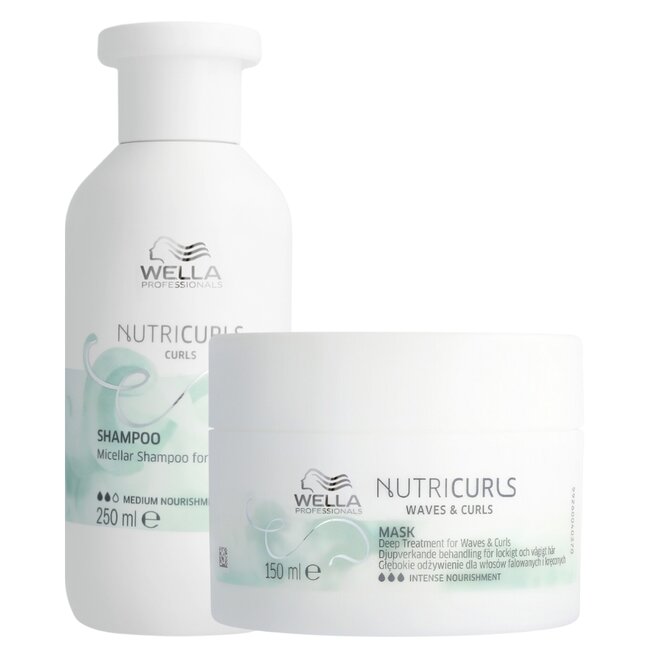 Wella Professionals CombiDeal - Nutricurls Shampoo Waves 250ML & Nutricurls Mask 150ML | für lockiges oder krauses Haar