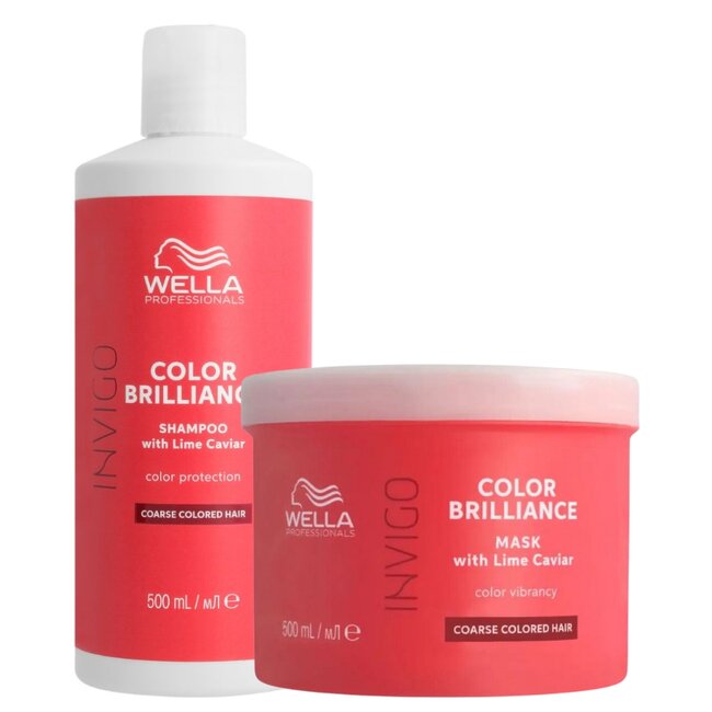 Wella Professionals CombiDeal - Shampooing Brilliance Coarse 500 ml et Masque Brilliance Coarse 500 ml - pour cheveux colorés
