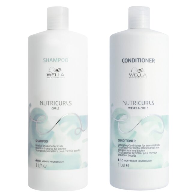 Wella Professionals CombiDeal - Nutricurls Shampoo Curls 1L & Nutricurls Conditioner 1L | für lockiges oder krauses Haar