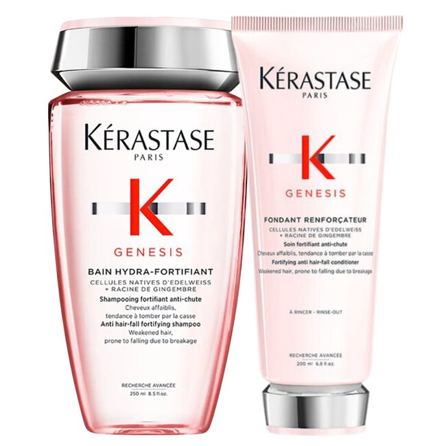 Kérastase CombiDeal - Genesis - Bain (Shampooing) Hydra-Fortifiant 250 ml et Fondant Renforçateur 200 ml | pour cheveux fins