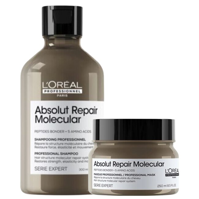 L'Oréal l Professionnel CombiDeal - Absolut Repair Molecular - Shampoo 300 ML & Maske 250 ML | für beschädigtes oder widerspenstiges Haar