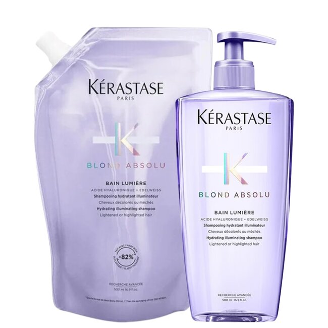 Kérastase CombiDeal - Blond Absolu - Bain (Shampoo) Lumière 500 ML & Bain Lumière Refill 500 ML | für blondes Haar