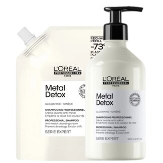 L’Oréal Professionnel L’Oréal Professionnel CombiDeal - Metal Detox - Shampooing 300 ml et Refill Shampooing 500 ml | pour cheveux colorés