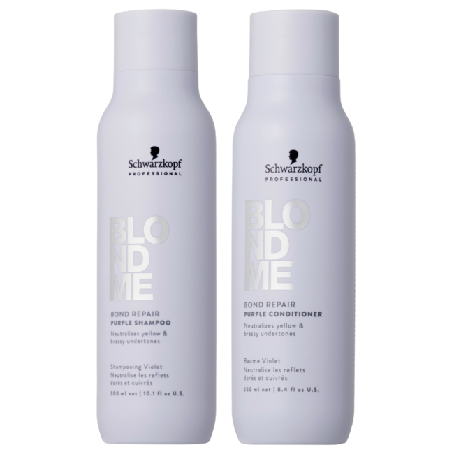 Schwarzkopf Professional CombiDeal - BlondMe | Bond Repair Purple Shampoo 300 ml & Purple Conditioner 250 ml - voor blond haar