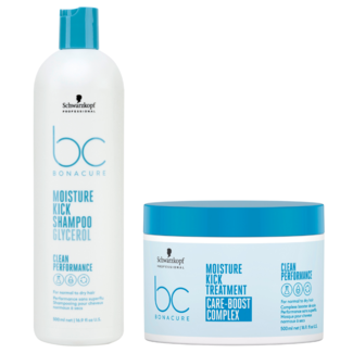 Schwarzkopf Professional Offre Combinée Schwarzkopf Professional – Bonacure | Moisture Kick Shampooing 500ML & Masque 500ML – pour cheveux secs ou abîmés par le soleil