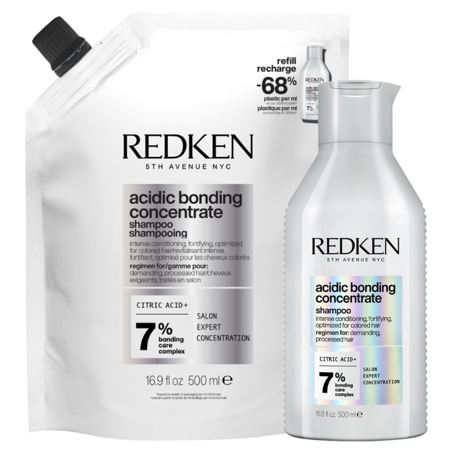 Redken CombiDeal – Acidic Bonding Concentrate | Shampooing 500 ML & Recharge de Shampooing 500 ML – pour cheveux abîmés ou difficiles à maîtriser